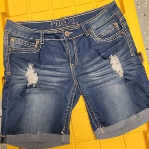 Rue21 Distressed Blue Shorts